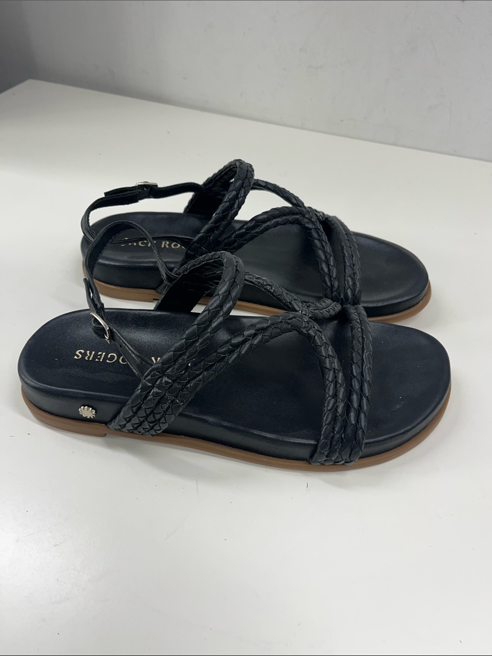 New Jack Rogers Cove Tubular Braid Sandal in Black Size 8